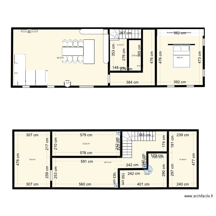 Bas tl. Plan de 10 pièces et 145 m2