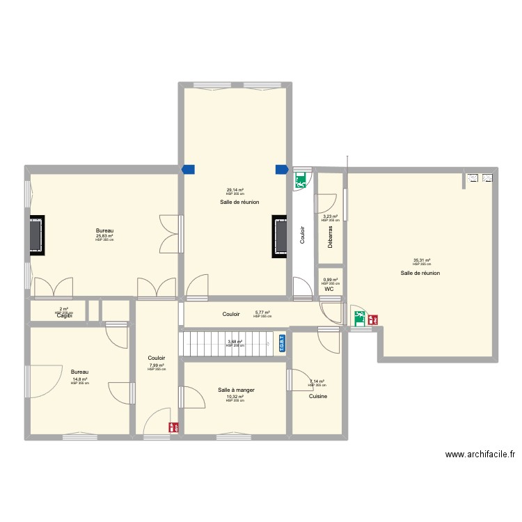 Cure 2. Plan de 12 pièces et 146 m2