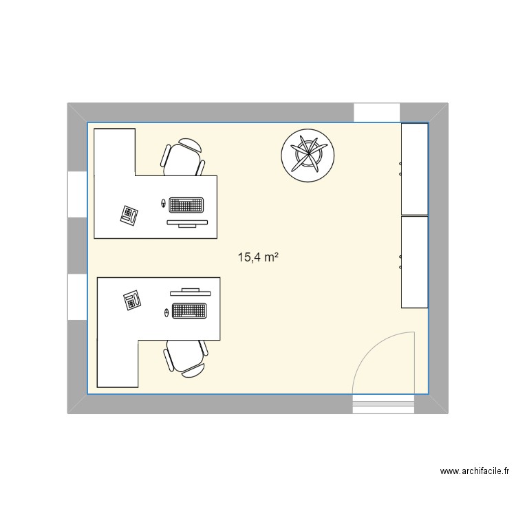 Bureau Stéphanie et Océane. Plan de 1 pièce et 15 m2