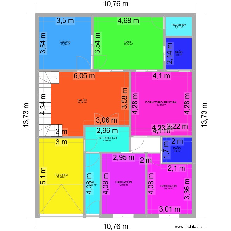 CASA ROSARIO DAVID. Plan de 12 pièces et 127 m2