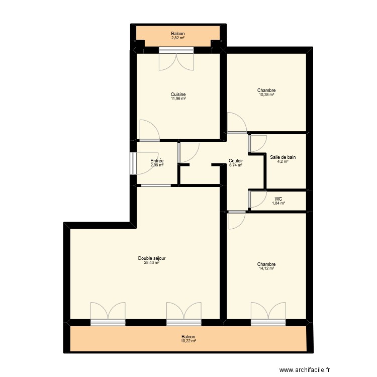 CHEBOUB. Plan de 12 pièces et 94 m2