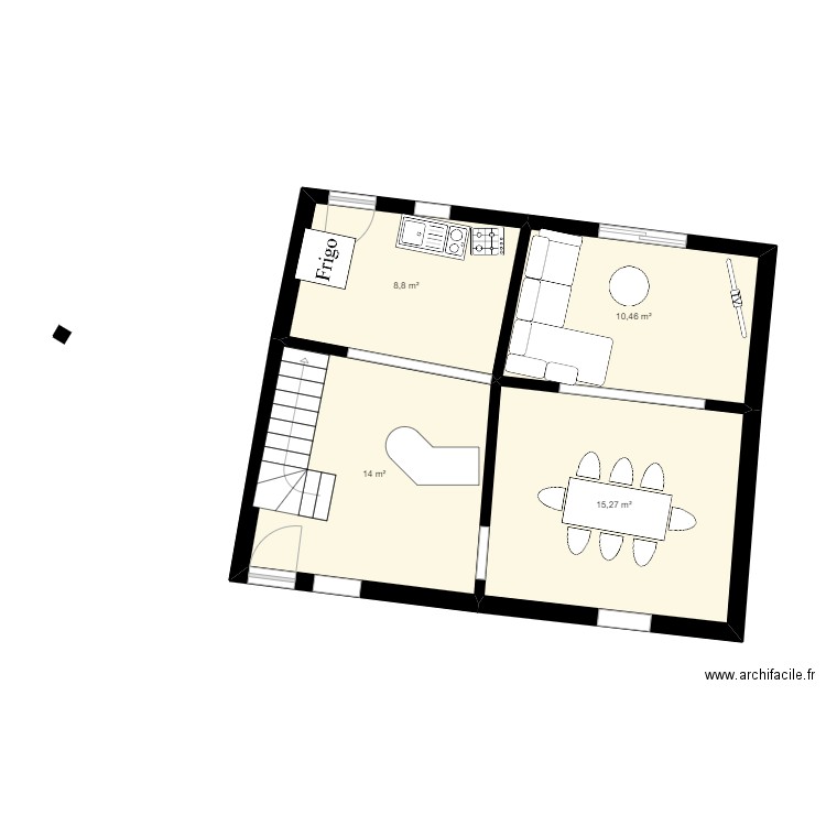 Maison borlez 2. Plan de 4 pièces et 49 m2