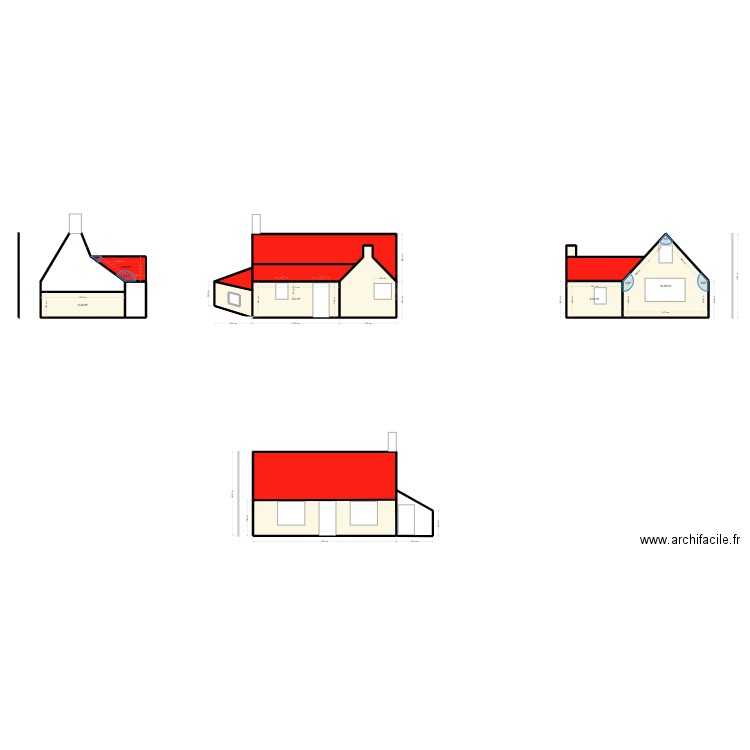 Devant. Plan de 12 pièces et 110 m2