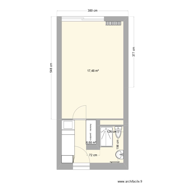 SUPERDEVOLUY modif 2. Plan de 2 pièces et 24 m2