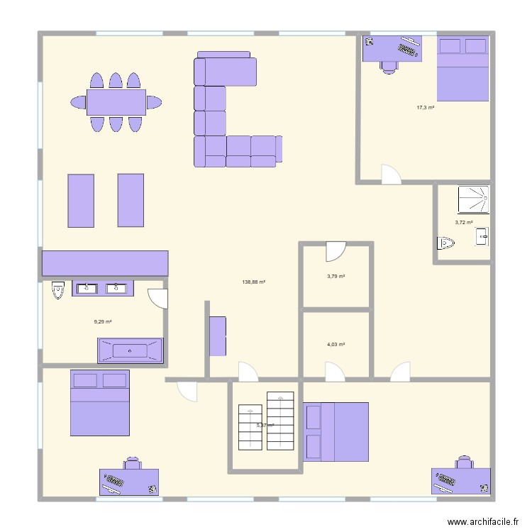 surélévation. Plan de 7 pièces et 200 m2