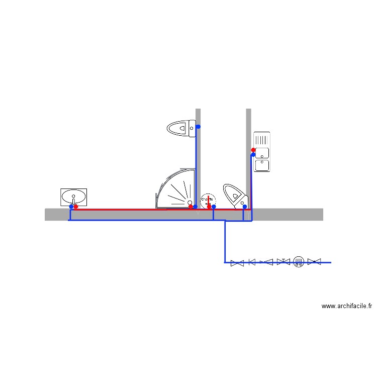 plan plomberie. Plan de 0 pièce et 0 m2