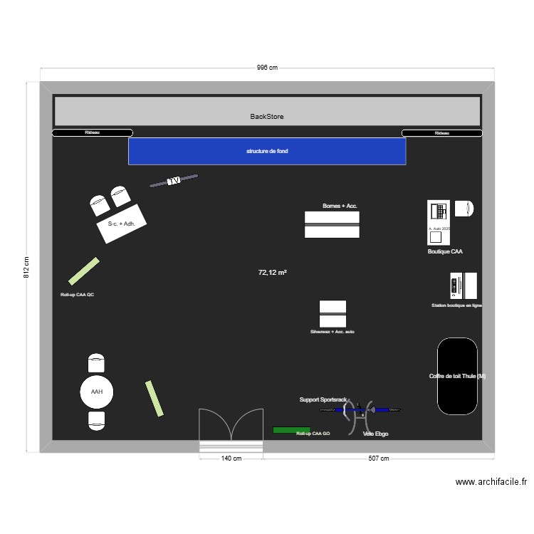 SIAQ_Kiosque_amenagement3. Plan de 1 pièce et 72 m2