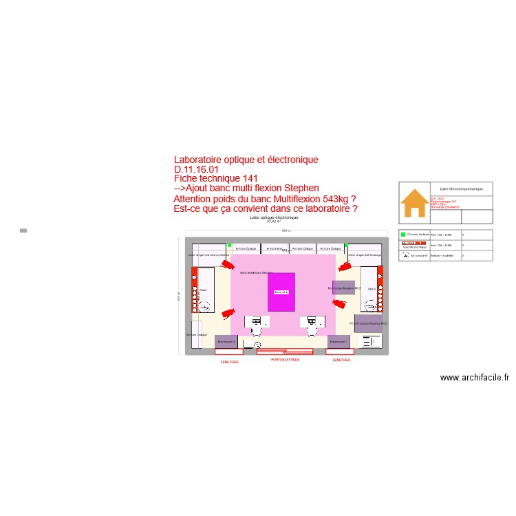 labo électronique optique V3. Plan de 1 pièce et 37 m2