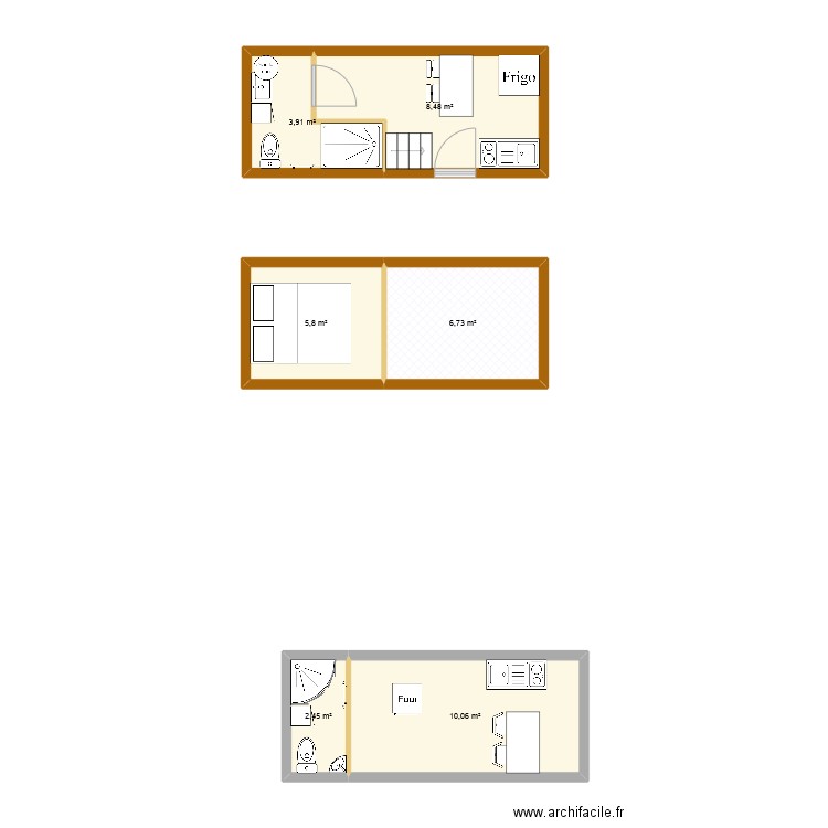 SAE 501. Plan de 6 pièces et 37 m2