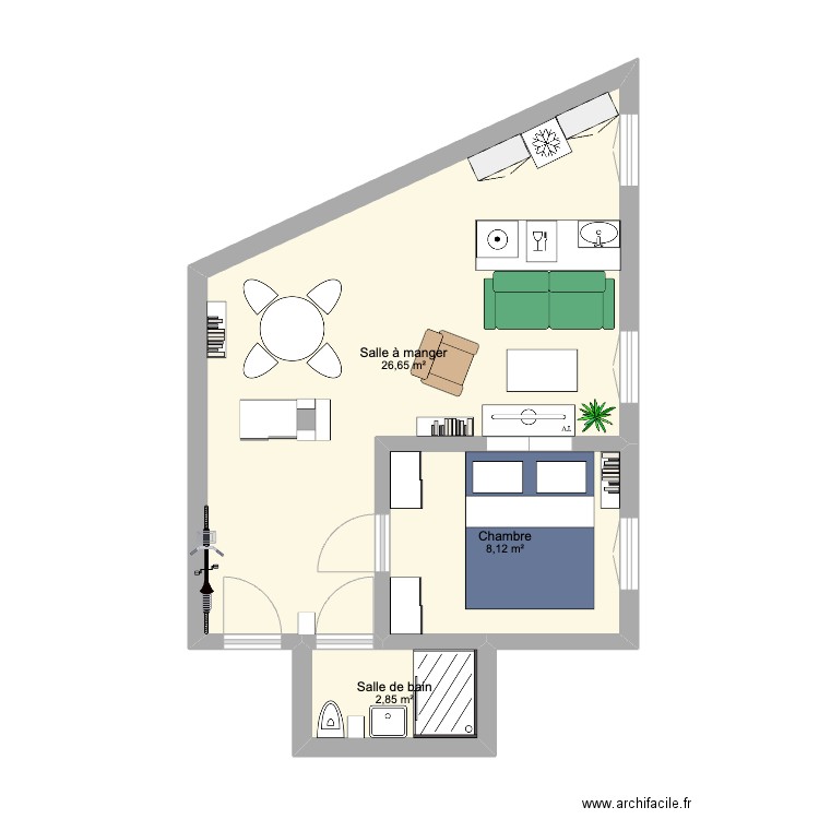 MATHIS DEUX. Plan de 3 pièces et 38 m2