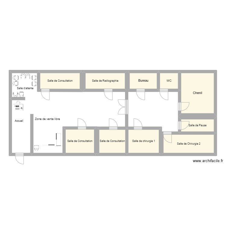 Clinique Vétérinaire NiceVet. Plan de 10 pièces et 62 m2