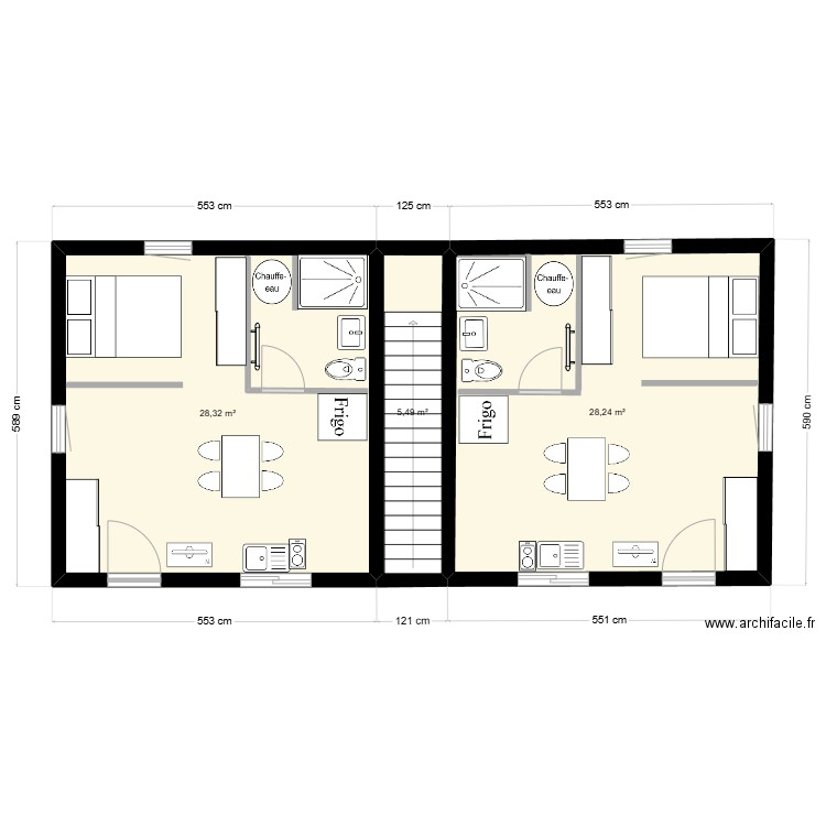 NATHAMBRE. Plan de 3 pièces et 62 m2