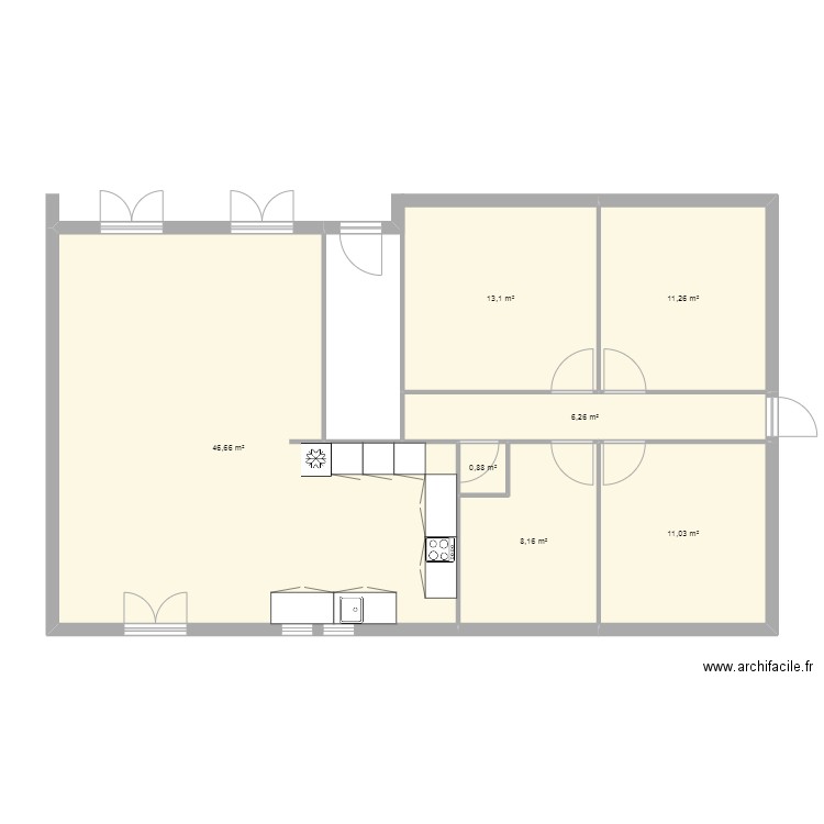 Combe. Plan de 7 pièces et 97 m2