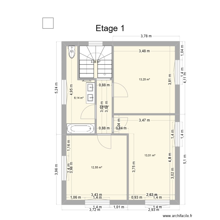 Sacuny V2 etg. Plan de 6 pièces et 51 m2