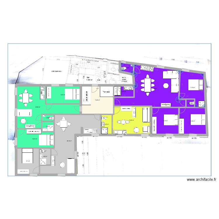 OPHTALMO 2. Plan de 18 pièces et 195 m2