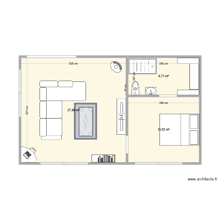 davso. Plan de 3 pièces et 46 m2