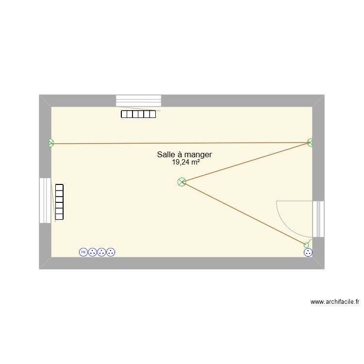 salle manger. Plan de 1 pièce et 19 m2