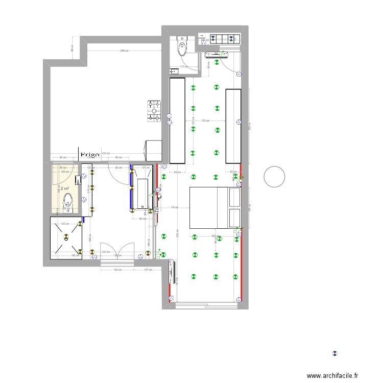 chambre 3. Plan de 1 pièce et 2 m2