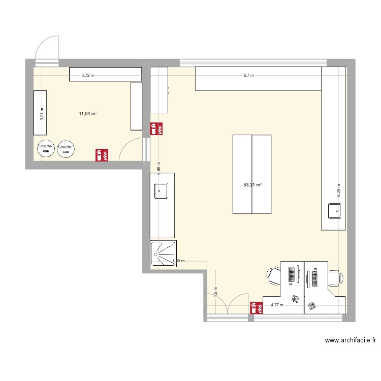 labov2. Plan de 2 pièces et 65 m2