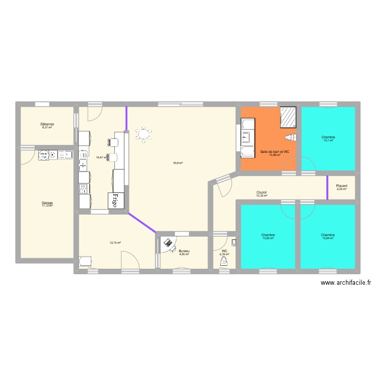 maison. Plan de 13 pièces et 149 m2