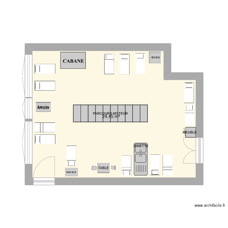 MOYEN DORTOIR. Plan de 1 pièce et 24 m2