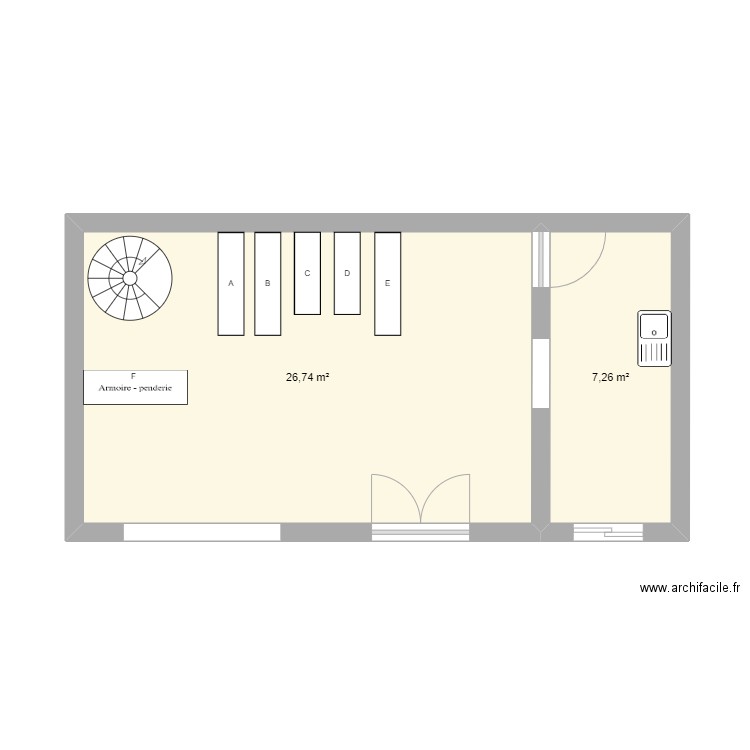 Régaletoi. Plan de 2 pièces et 34 m2