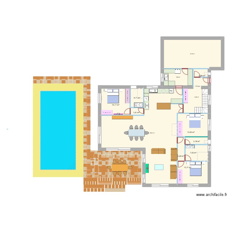 Motsele_k2n. Plan de 19 pièces et 366 m2