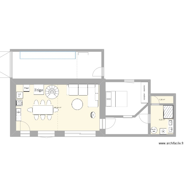 LA RENARDIERE . Plan de 3 pièces et 37 m2