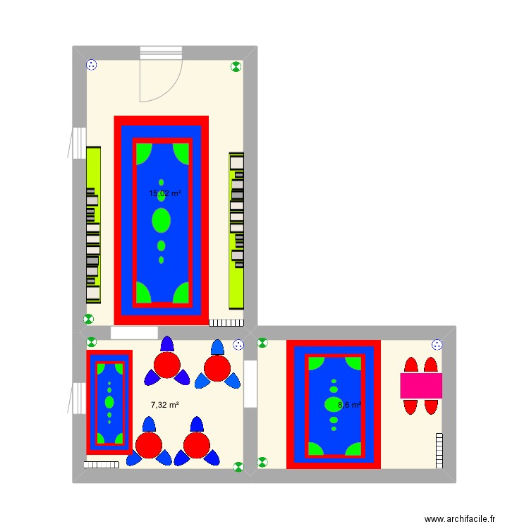 Bibliothèque, travail à Liam. Plan de 3 pièces et 31 m2