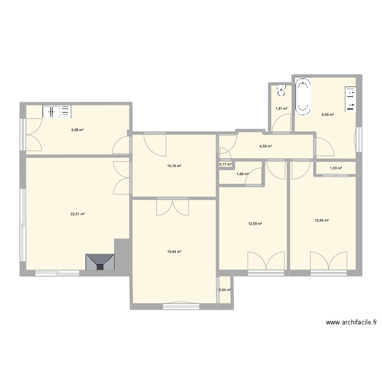 st Gervais. Plan de 13 pièces et 103 m2