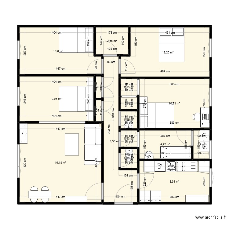 delphine. Plan de 17 pièces et 93 m2