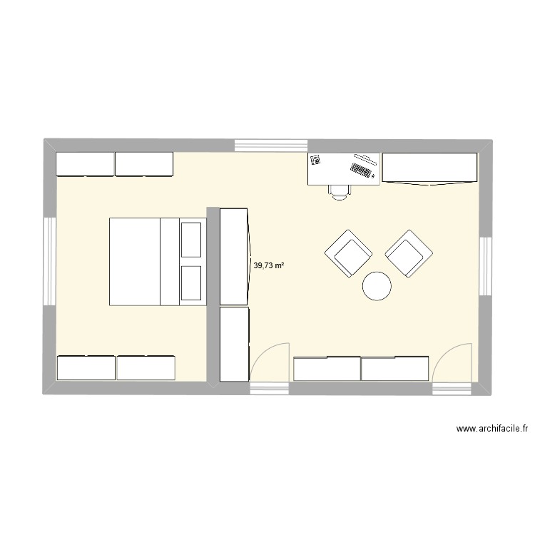 Villers - Etage 2. Plan de 1 pièce et 40 m2