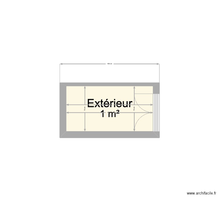 buanderie. Plan de 1 pièce et 1 m2