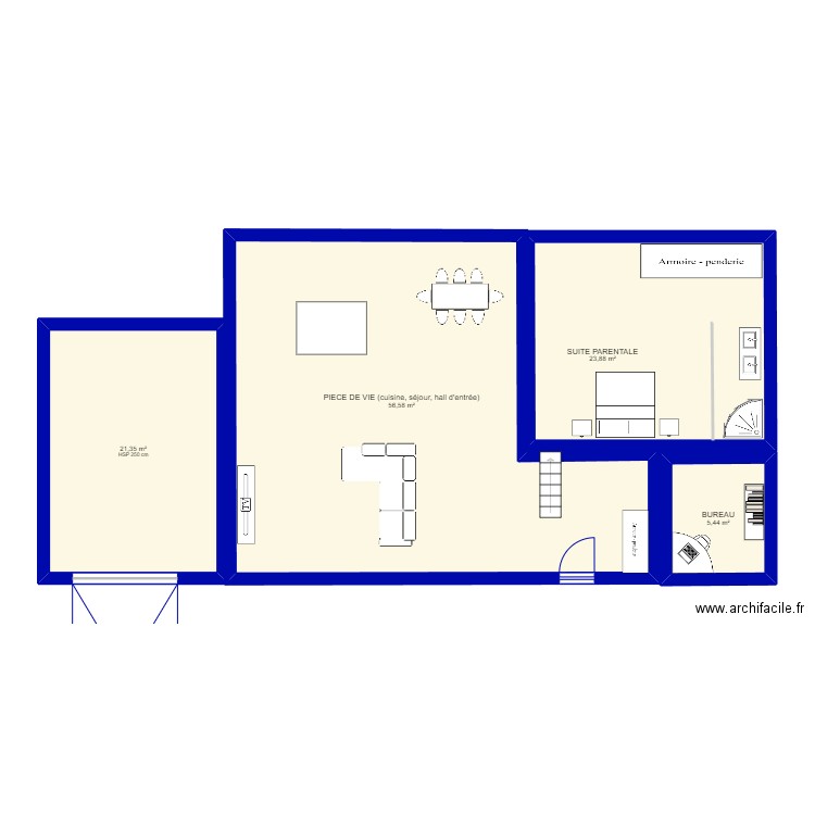 rdc EDDAOUDI. Plan de 4 pièces et 107 m2