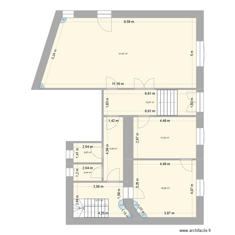 Bureau PF et Marie. Plan de 8 pièces et 116 m2