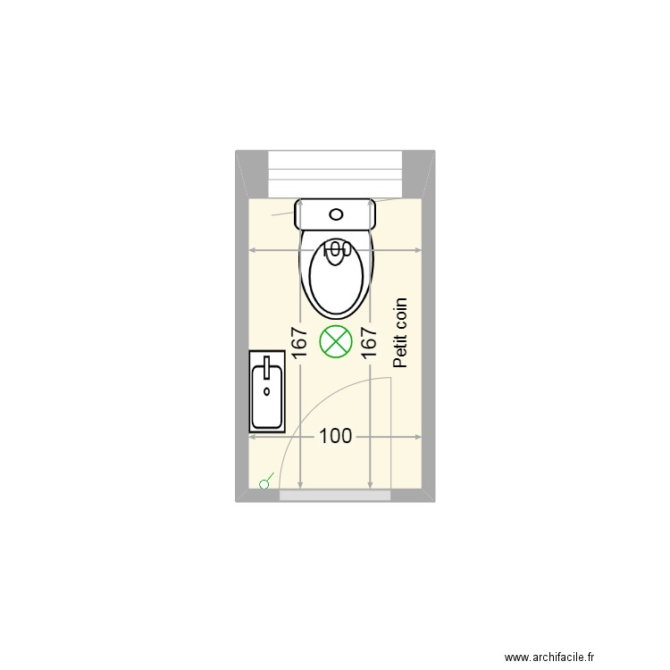 Plan toilettes. Plan de 1 pièce et 2 m2