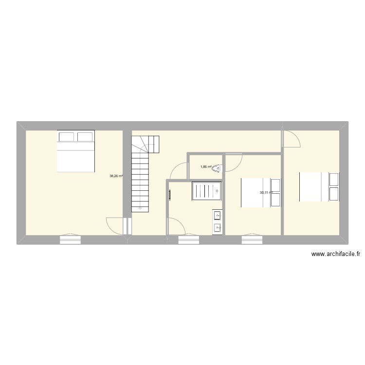 etage Davanod. Plan de 3 pièces et 70 m2