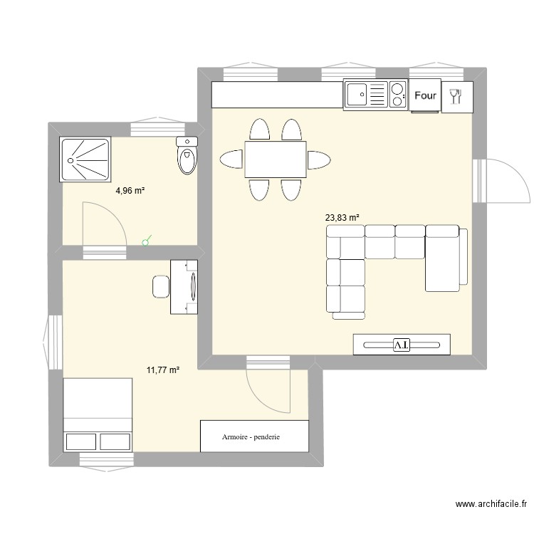 Eργασια 2. Plan de 3 pièces et 41 m2