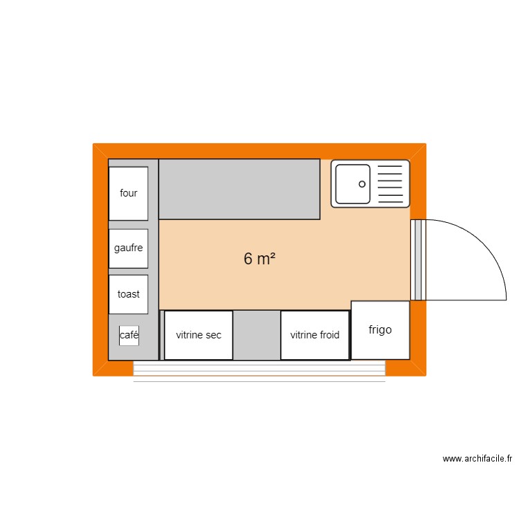 remorque. Plan de 1 pièce et 6 m2