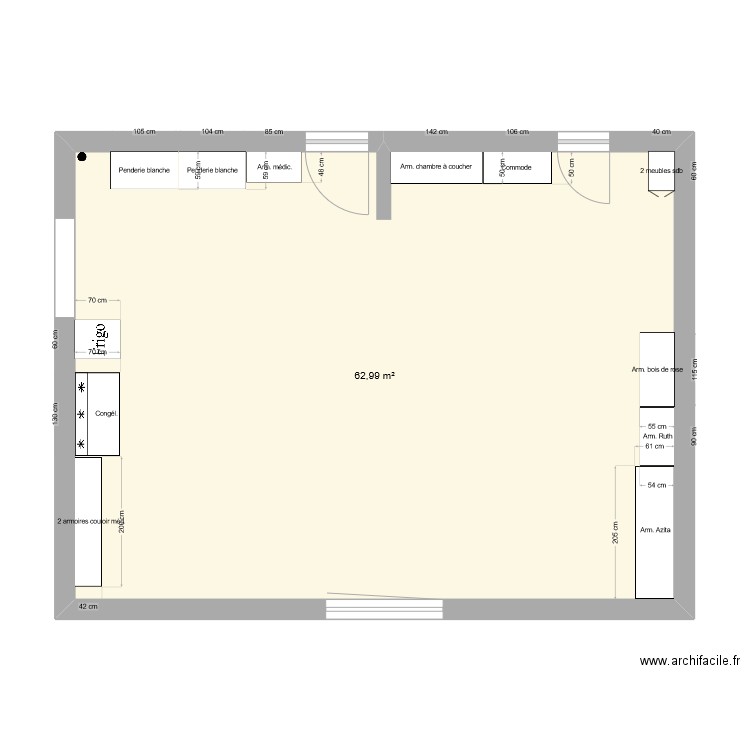 Sous-sol Tanquons. Plan de 1 pièce et 63 m2