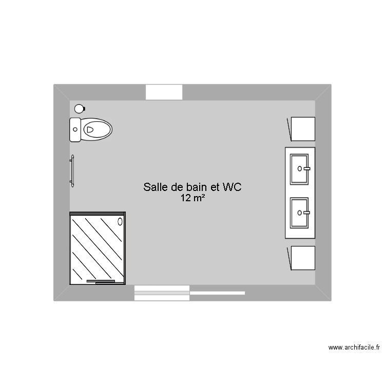 salle de bain . Plan de 1 pièce et 12 m2