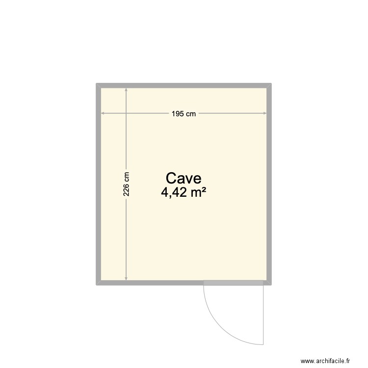 Cave. Plan de 1 pièce et 4 m2