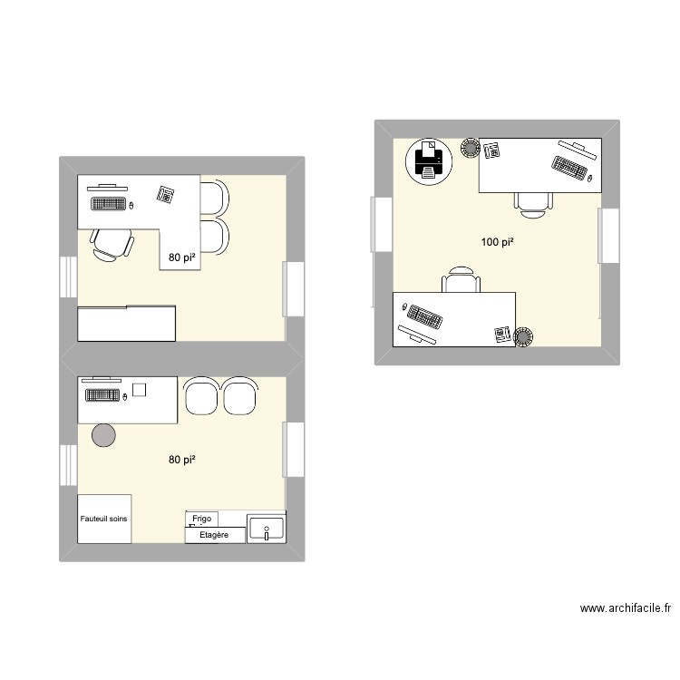 bureau portfolio. Plan de 3 pièces et 24 m2