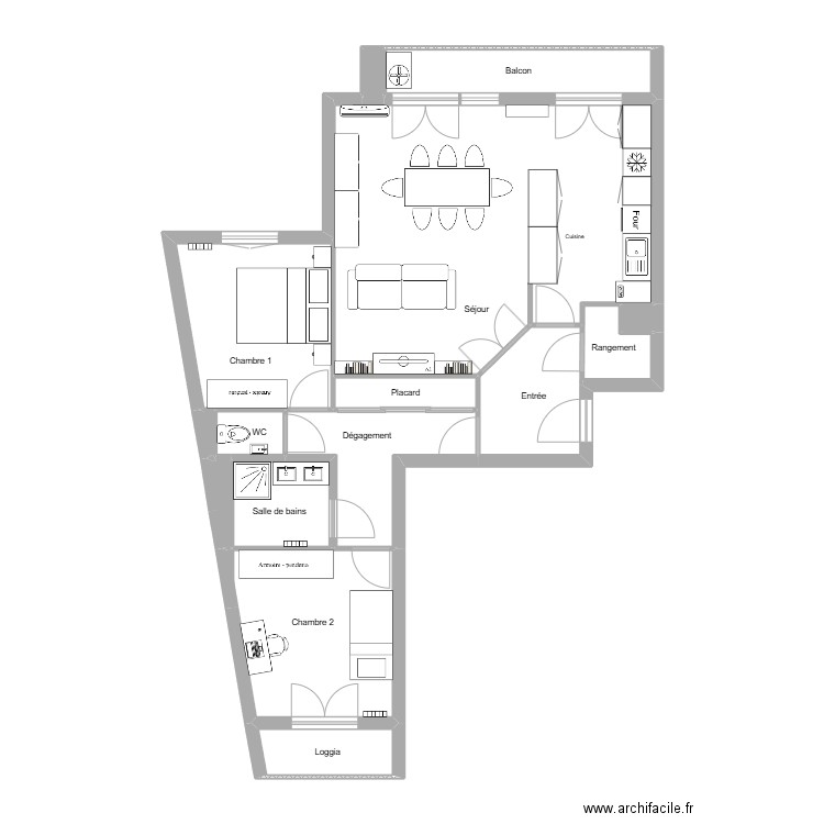 Martino. Plan de 17 pièces et 84 m2