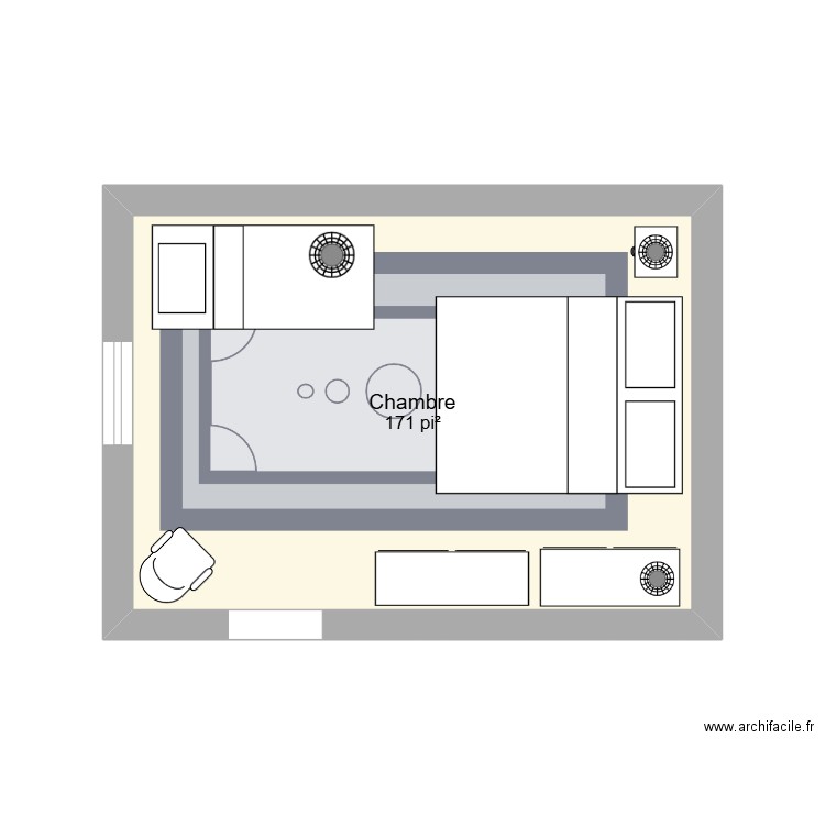 chambre du sous-sol. Plan de 1 pièce et 16 m2