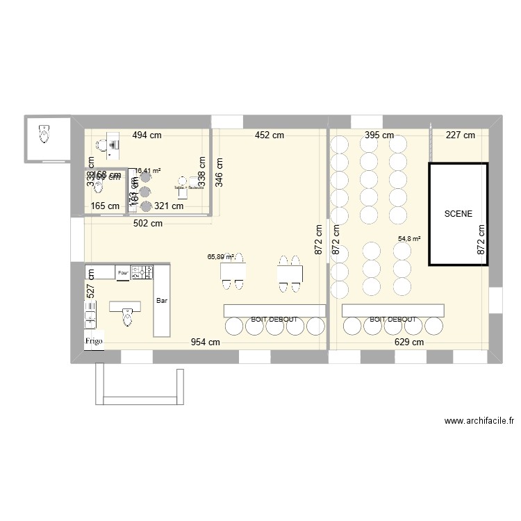 Ecurie. Plan de 3 pièces et 137 m2