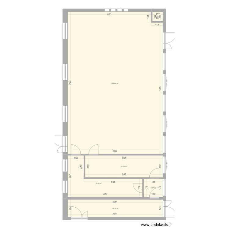 Dojo après travaux v2. Plan de 6 pièces et 180 m2