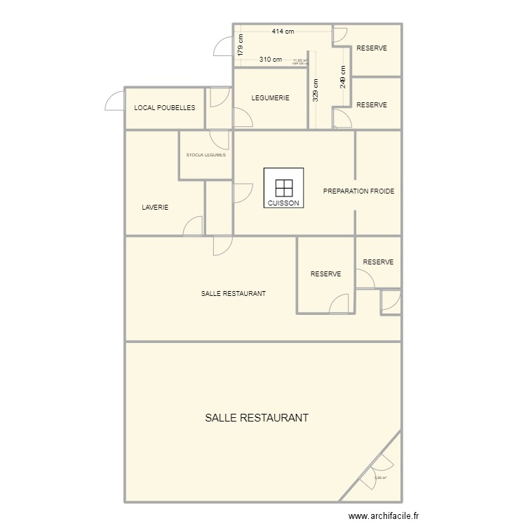 CUISINE EHPAD. Plan de 16 pièces et 216 m2