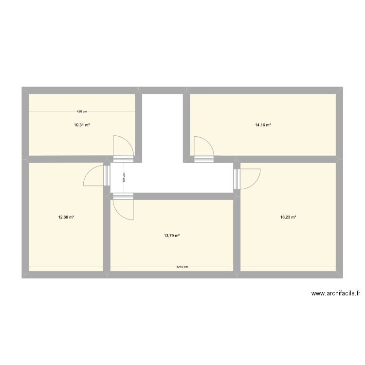 Mars 1 R2. Plan de 5 pièces et 67 m2