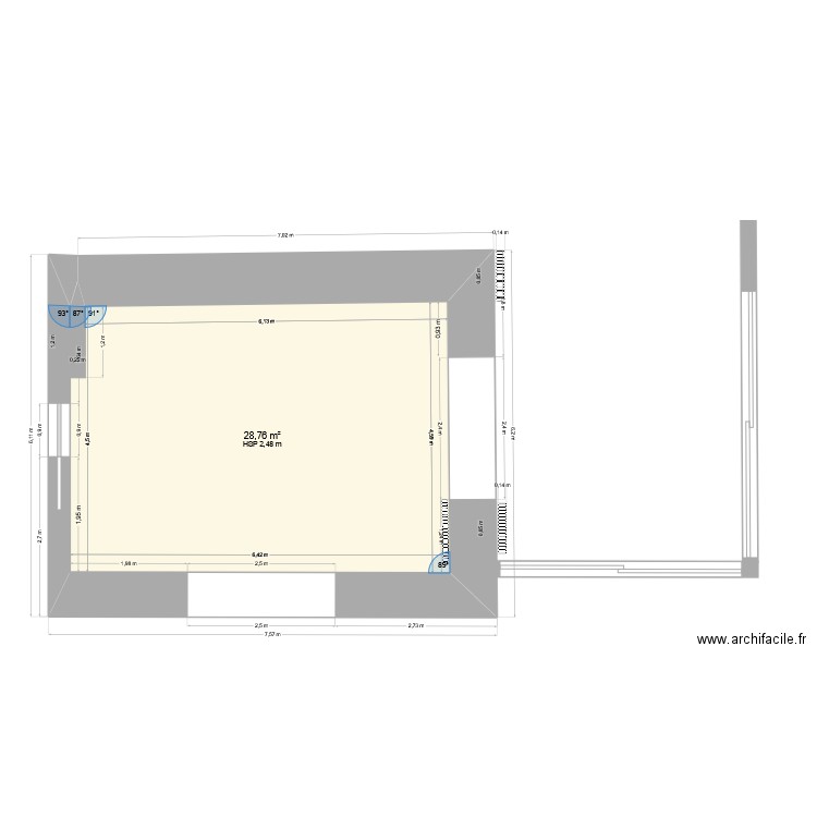 Cuisine extension. Plan de 1 pièce et 29 m2